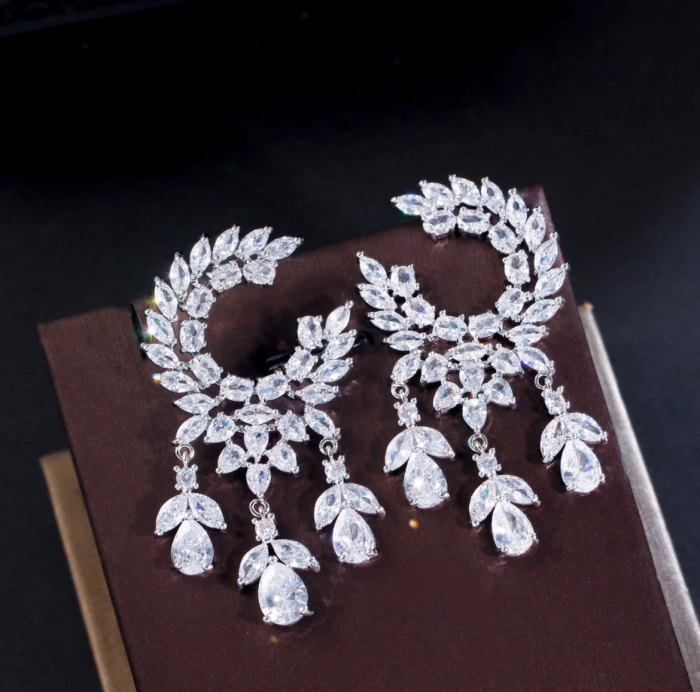Cercei Zirconia Diamonds Leaf Olive Drops [3]