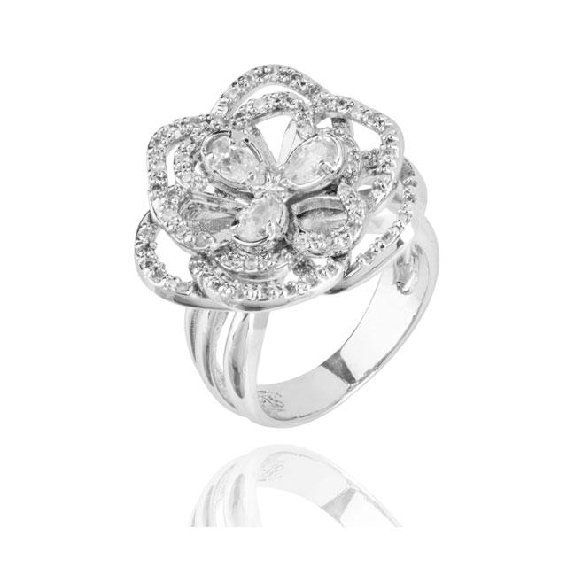 Set Borealy Simulated Sapphire Colier, Cercei, Brosa si Inel Camellia Luxury [6]