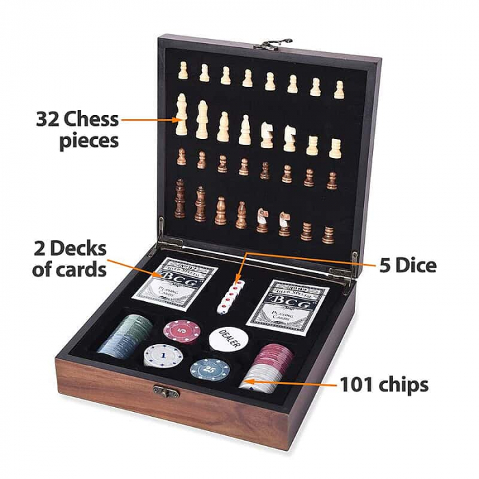 Cadoul Perfect: Set Jocuri All-in-One cu Șah, Poker, Cărți, Zaruri și 101 Jetoane [2]