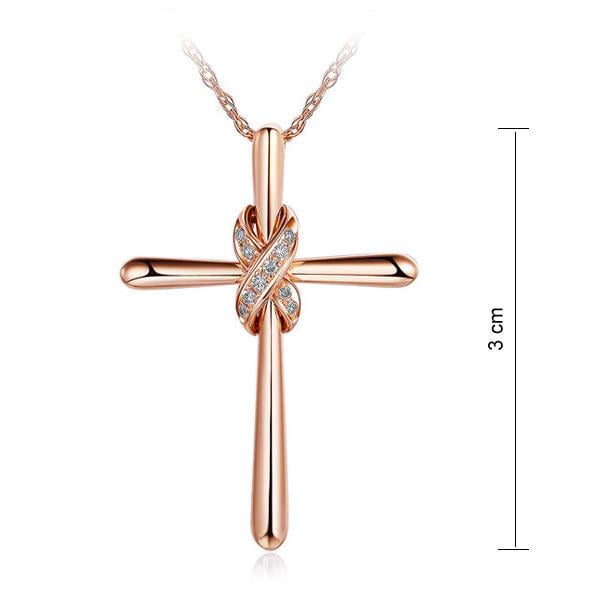 Pandantiv Borealy Aur Roz 14 K 0,04 ct Natural Diamonds Twisted Cross [7]