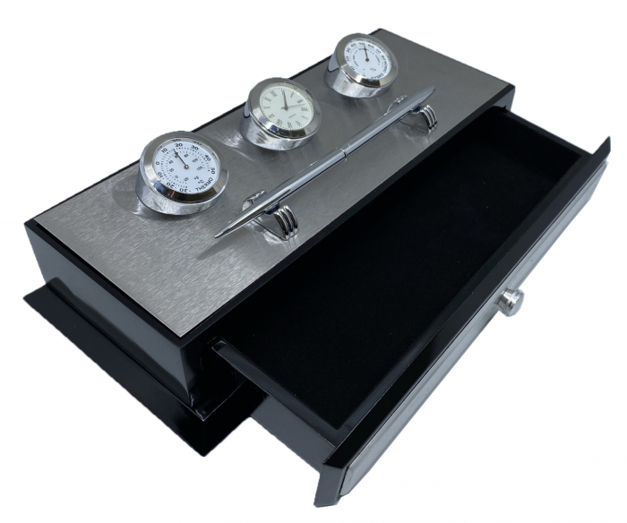 Business Desk Premium Silver - Ceas, Termometru, Higrometru [2]
