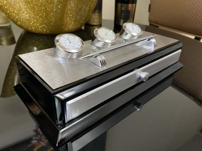 Business Desk Premium Silver - Ceas, Termometru, Higrometru [5]