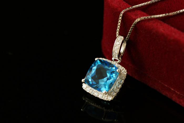 Princess Square Topaz Natural Colier Argint 925 [3]