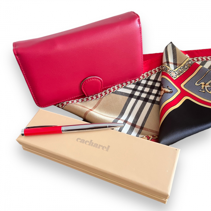 Red Passion Gift Pix Cacharel, Portofel Piele Naturala & Esarfa Matase [3]