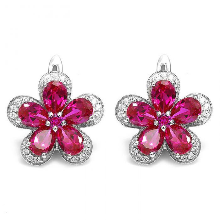 Colier şi Cercei Borealy Rubin Flowers 10 carate & Silver [8]