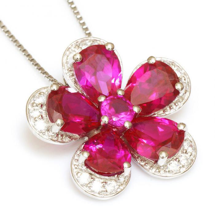 Colier şi Cercei Borealy Rubin Flowers 10 carate & Silver [3]