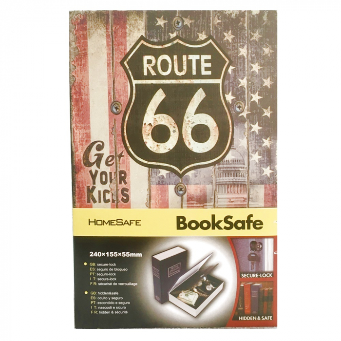 Seif in forma de carte Route 66, Medium Size: 18 x 12 x 5,5 cm [3]