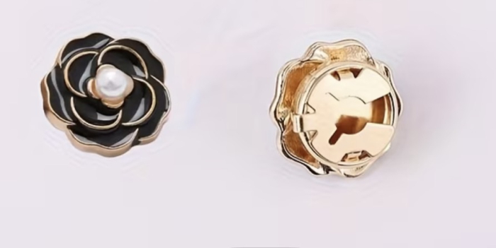 Butoni Damă Aurii Floare cu Perle Set Elegant [5]
