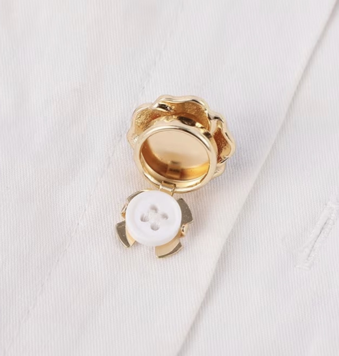 Butoni Damă Aurii Floare cu Perle Set Elegant [6]