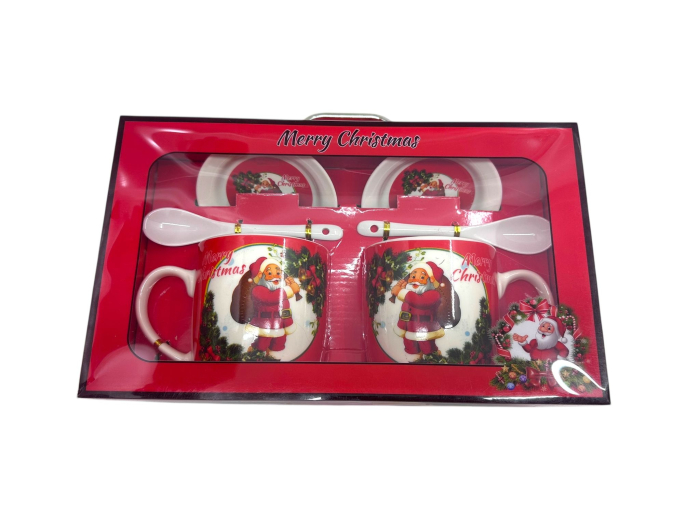 Set 2 căni de Crăciun cu farfurii și lingurițe, în cutie cadou [1]