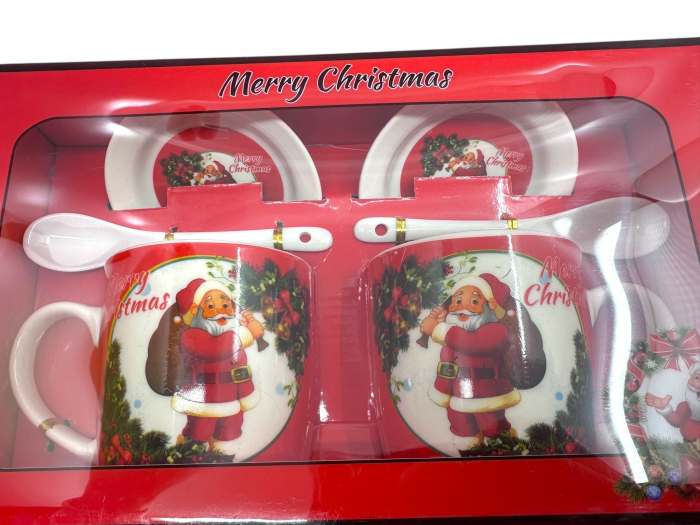 Set 2 căni de Crăciun cu farfurii și lingurițe, în cutie cadou [2]