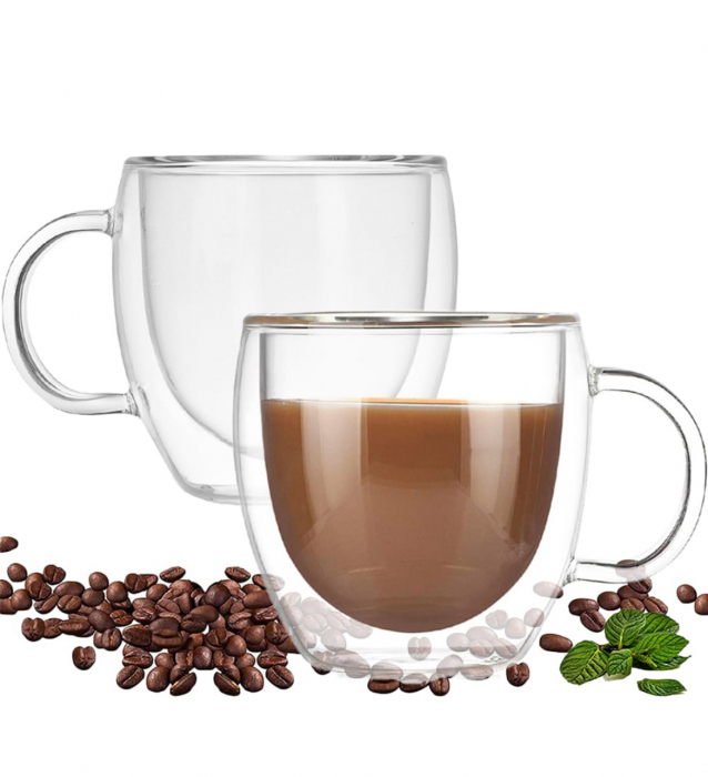Set 2 Cani Cappuccino din sticla dubla 180 ml Kitchen [2]