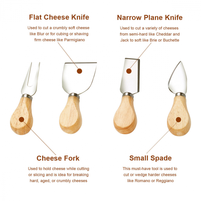 Set 4 cuțite pentru brânză Professional si suport lemn [6]