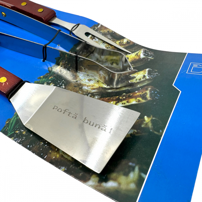 Set 3 ustensile pentru grătar gravate cu mesajul Pofta Buna [3]