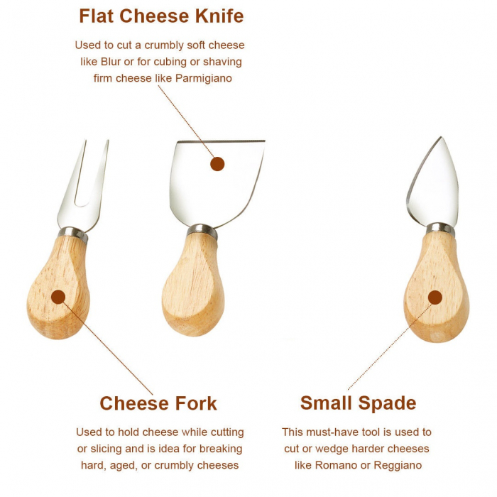 Set 3 cuțite pentru brânză Cheese si suport lemn [2]