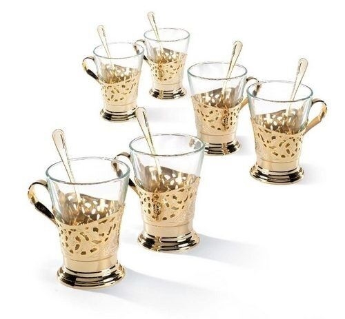 Set de cafea/ ceai 6 persoane DEL TRENO placat cu aur galben by Chinelli, made in Italy [2]