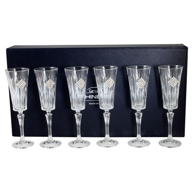 Set 6 pahare cu cristale Regina Swarovski Rombo by Chinelli - made in Italy [4]