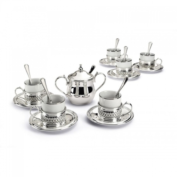 Set Cafea 6 Tazzine ESPRESSO placat cu argint by Chinelli, made in Italy [2]