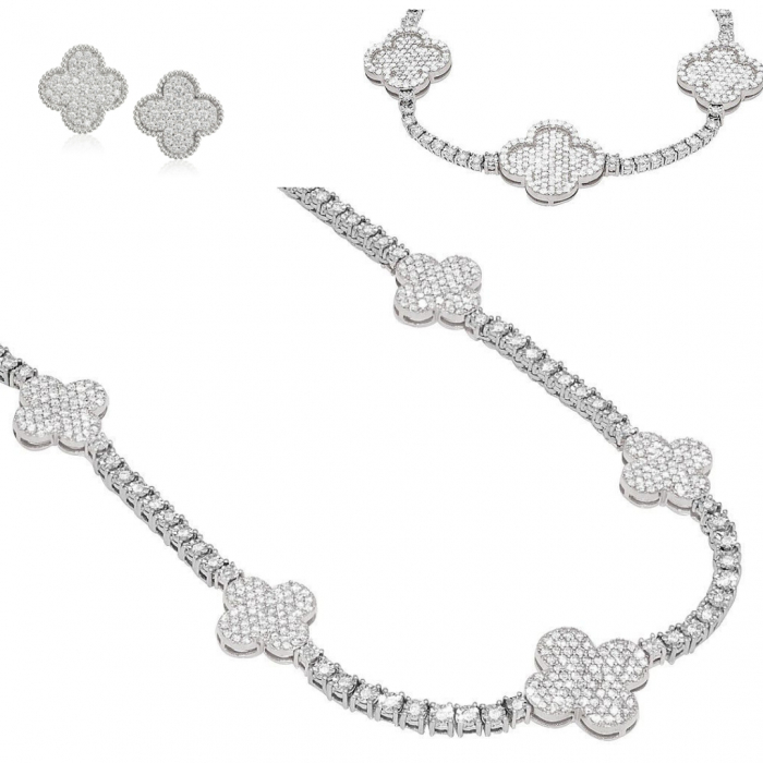 Cadou de Craciun Set Colier, Cercei si Bratara Tennis Trifoi [2]