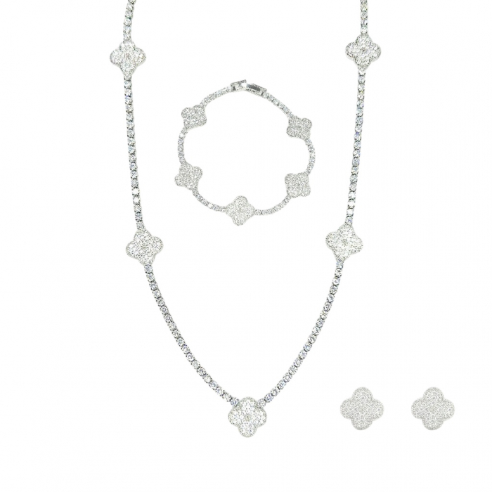 Cadou de Craciun Set Colier, Cercei si Bratara Tennis Trifoi [3]