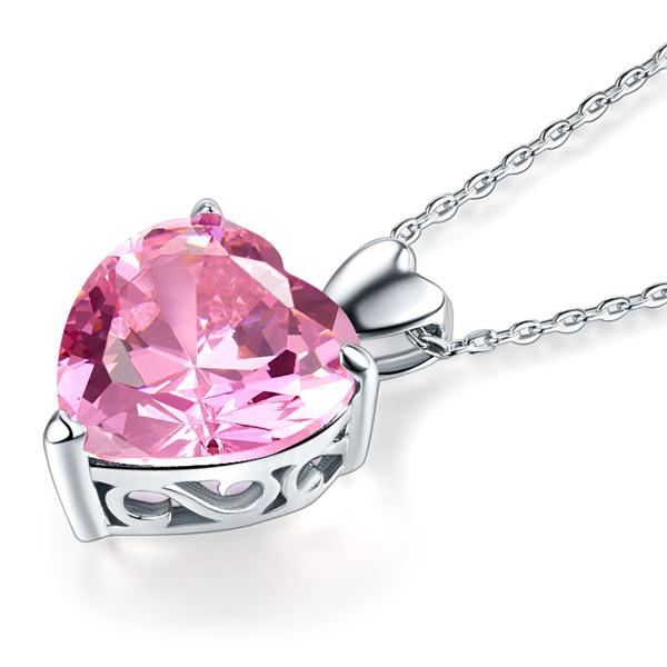 Set Borealy Argint Cercei şi Colier Pink Heart [3]