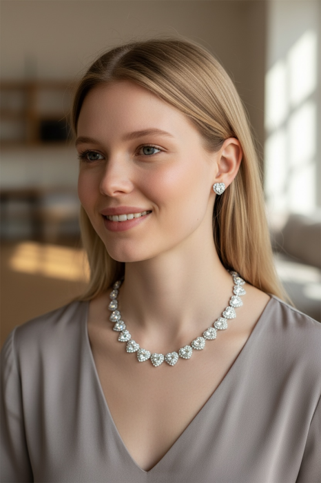 Set Cadou Valentine's Day pentru Femei – Colier & Cercei Hearts Ari [2]