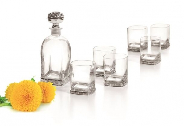 Set Whisky SILVER BORDURA 6 pahare placat cu argint by Chinelli, made in Italy [2]