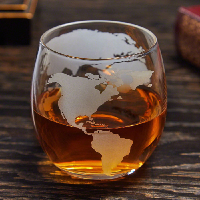 Cadou Luxury Decantor cu Patru Pahare Glob World & Suport Lemn Kitchen [5]