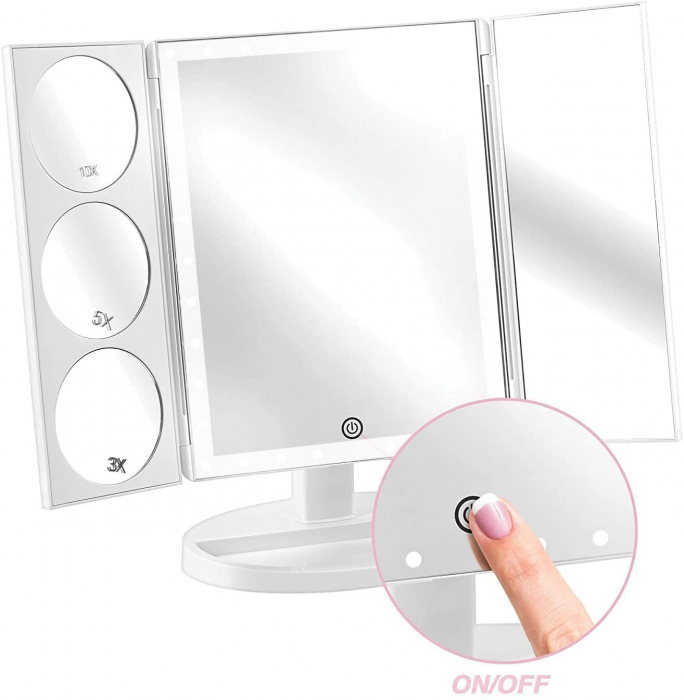 Oglindă Machiaj Mărire 3x 5x 10x  cu lumină tactilă LED [6]