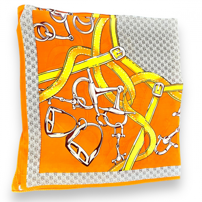 Set Cadou Esarfa Matase si manusi piele Orange [4]