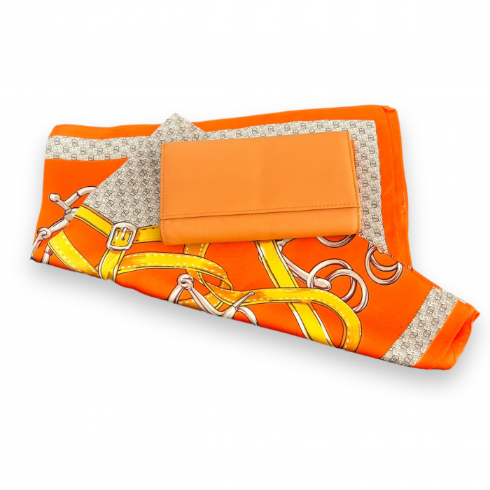 Set Saffron Portofel piele natuala  si Esarfa Matase [5]