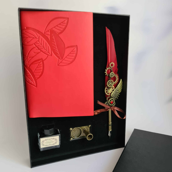 Set Caligrafie Red Royal include Pana Weels + Agenda Piele + Cerneala + Suport Pana [3]