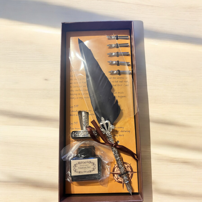 Set Caligrafie Royal Deluxe  (culori pana: bleumarin, negru, roz si verde) [3]