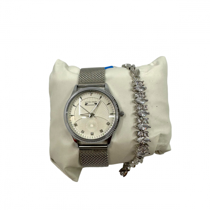 Set Ceas Silver Star Matteo Ferari & Bratara Crystal Chain [5]