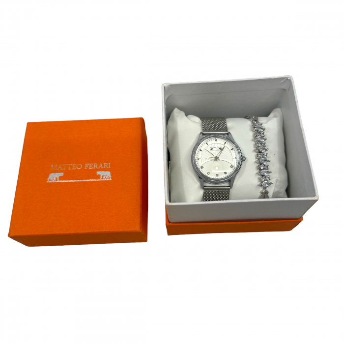 Set Ceas Silver Star Matteo Ferari & Bratara Crystal Chain [2]