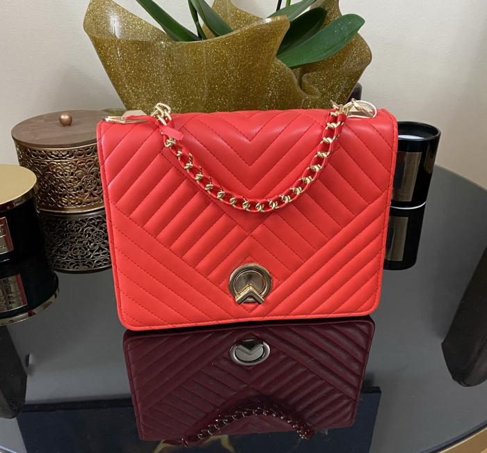 Set Geanta So Red si Cercei Gold Studs [2]