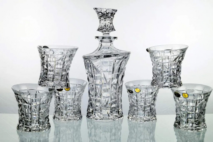 Set Premium Whisky Decantor Carafa si 6 Pahare din Cristal de Bohemia [6]