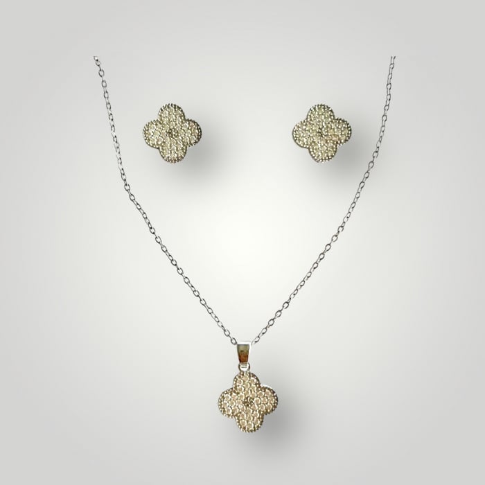 Set Medalion si Cercei Clover White [3]