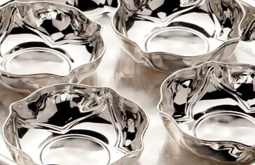 Platou 4 boluri placate cu argint PETALO NINFEA  SERA by Chinelli, made in Italy [2]