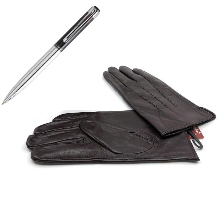 Set Pix Cacharel London Marron si Manusi Maro Barbati Piele Naturala - Copie [2]