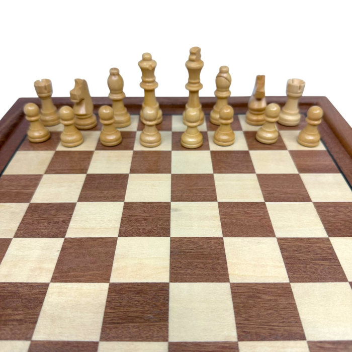 Set Șah din Lemn cu Sertare Laterale – Piese Clasice din Lemn Natur [6]