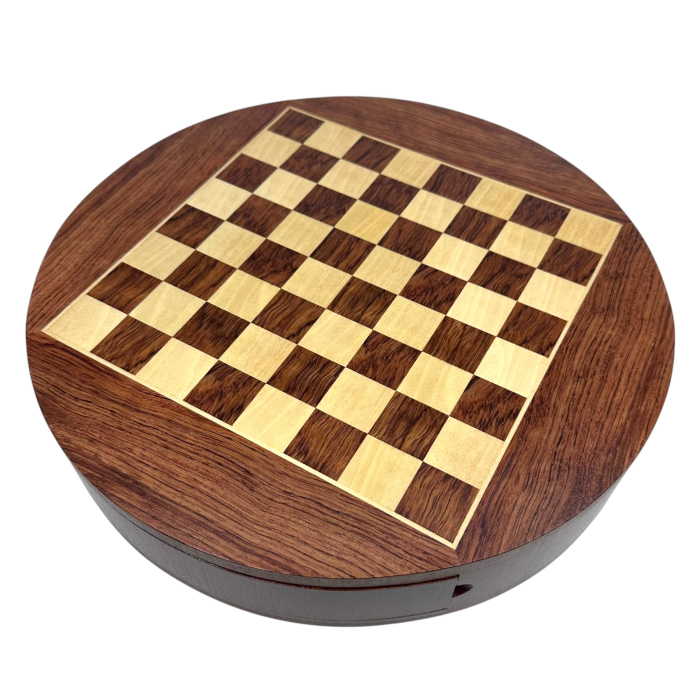 Set Șah Rotund din Lemn Masiv – Design Elegant cu Sertare Laterale [4]