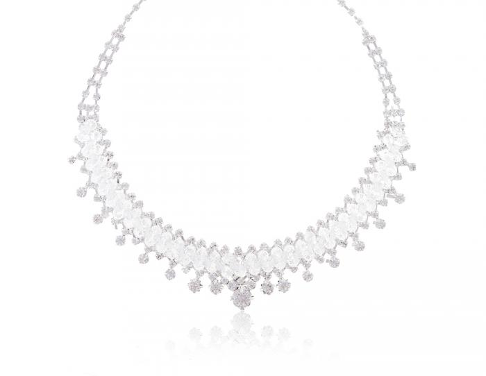 Set Borealy Cercei, Colier si Tiara White Glow [3]