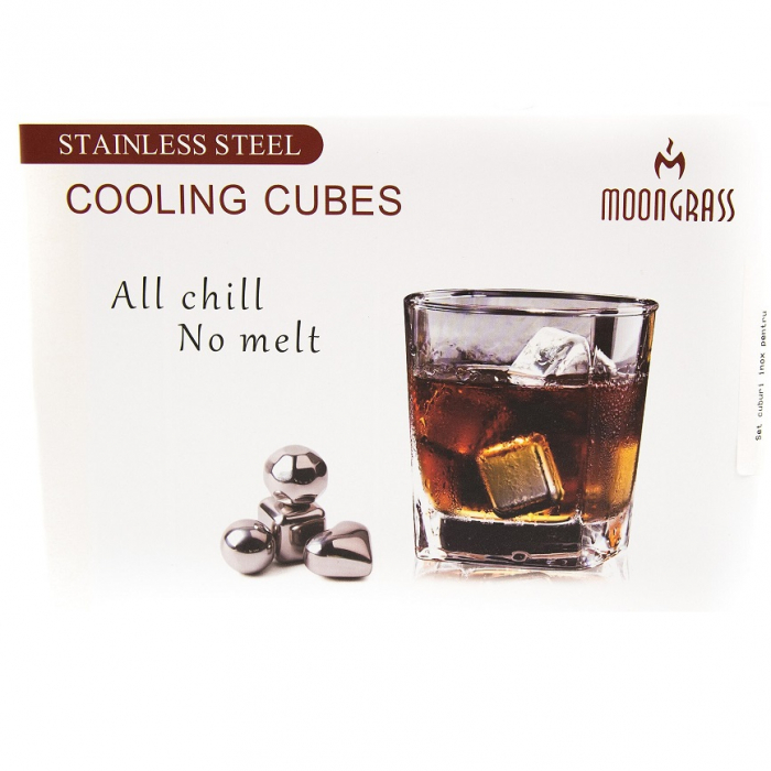 Round Cooling Cubes - Cuburi otel pentru racire bauturi si cleste otel [2]