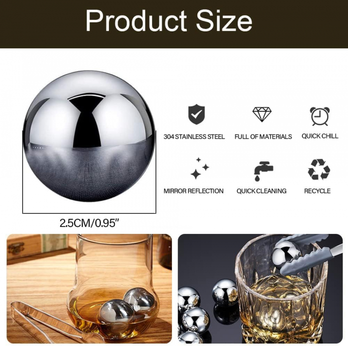 Round Cooling Cubes - Cuburi otel pentru racire bauturi si cleste otel [5]