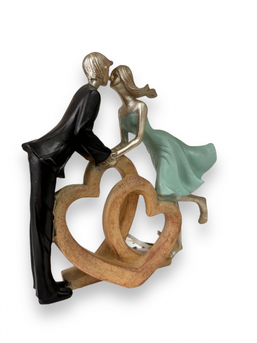 Statueta Cuplu In love and Hearts, Turcoise [2]