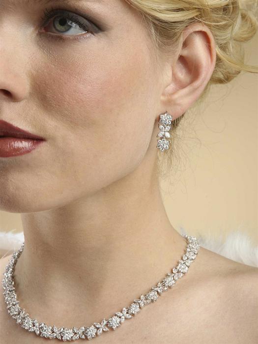 Stylish Lady Set Colier Cercei with Zirconia Simulated Diamonds [2]
