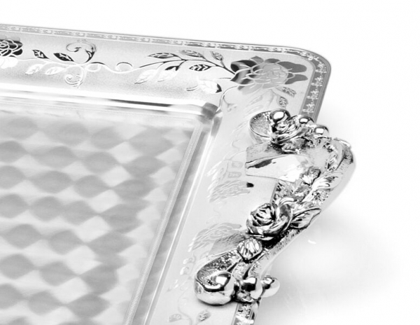 Tava Rose Sera cu maner, placata cu argint  45 x 32 cm by Chinelli, made in Italy [2]