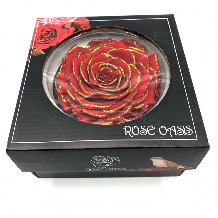 Trandafir Rosu & Auriu Criogenat XXL 9 cm [2]