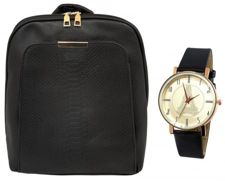 Set Rucsac Deep Black si Ceas Eiffel by Borealy [0]